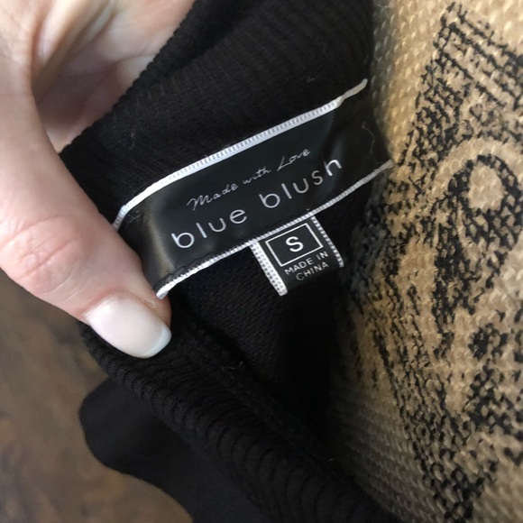 Blue Blush Ruffle Cropped Off The Shoulder Sweater - Picture 6 of 7